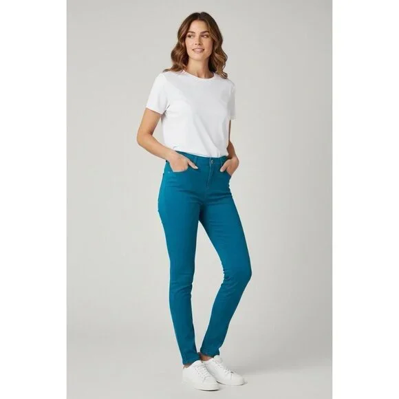 Free People Skinny Jeans Womens 27 Teal Stretch Denim 30” Inseam - Picture 3 of 5